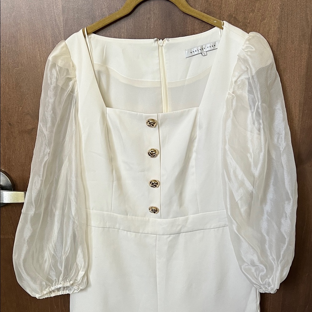 🤍 Endless Rose Organza Sleeve Jumpsuit – Size L | NWOT🤍 - Picture 7 of 13